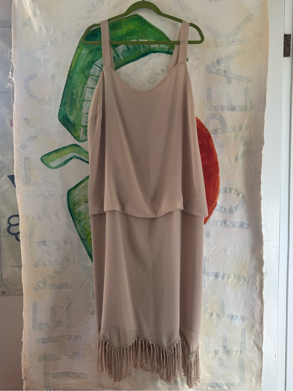 Vintage Women’s Beige Fringe Slip Dress